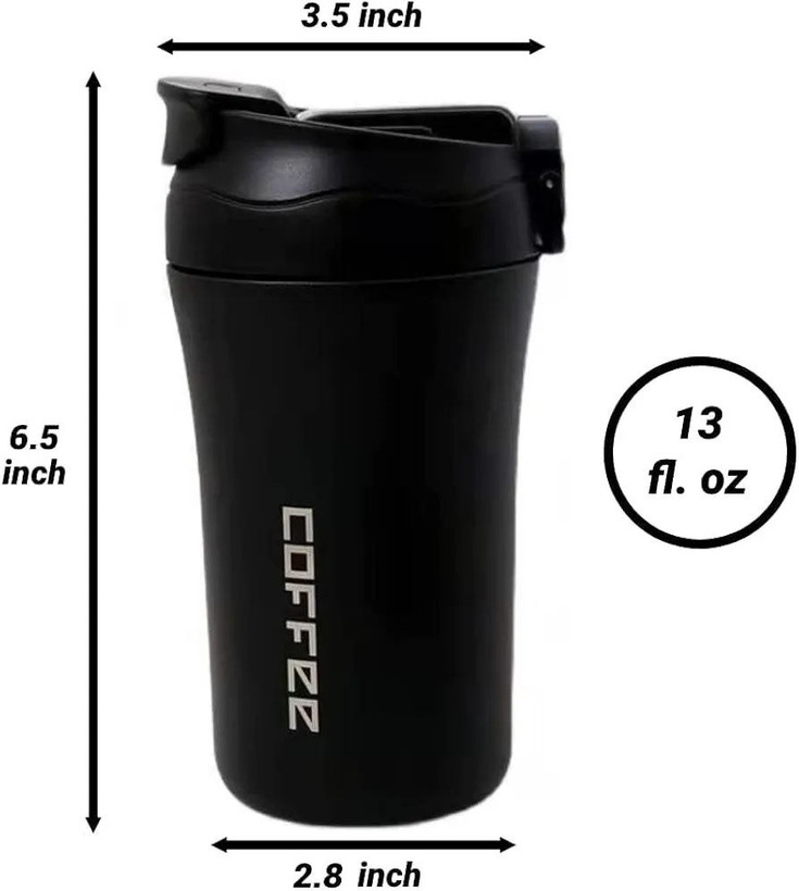 لیوان ترمویی استیل ۱۳ اونسی دربدار مدل COFFEE