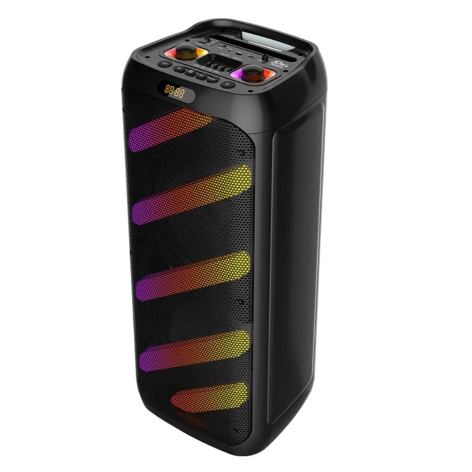 اسپیکر قابل‌حمل بلوتوثی مدل ZQS10210 با نور LED و دو میکروفون بی‌سیم