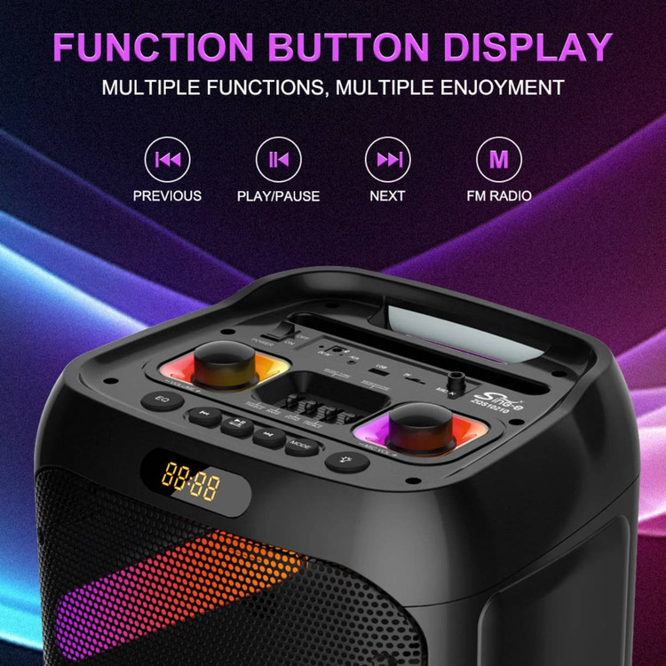 اسپیکر قابلحمل بلوتوثی مدل ZQS10210 با نور LED و دو میکروفون بیسیم