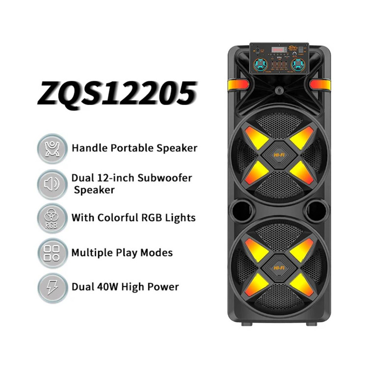 اسپیکر قابلحمل بلوتوثی مدل ZQS12205 با نور RGB و میکروفون بیسیم
