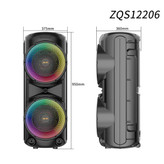 اسپیکر قابلحمل بلوتوثی مدل ZQS12206 با نور RGB و دو میکروفون بیسیم
