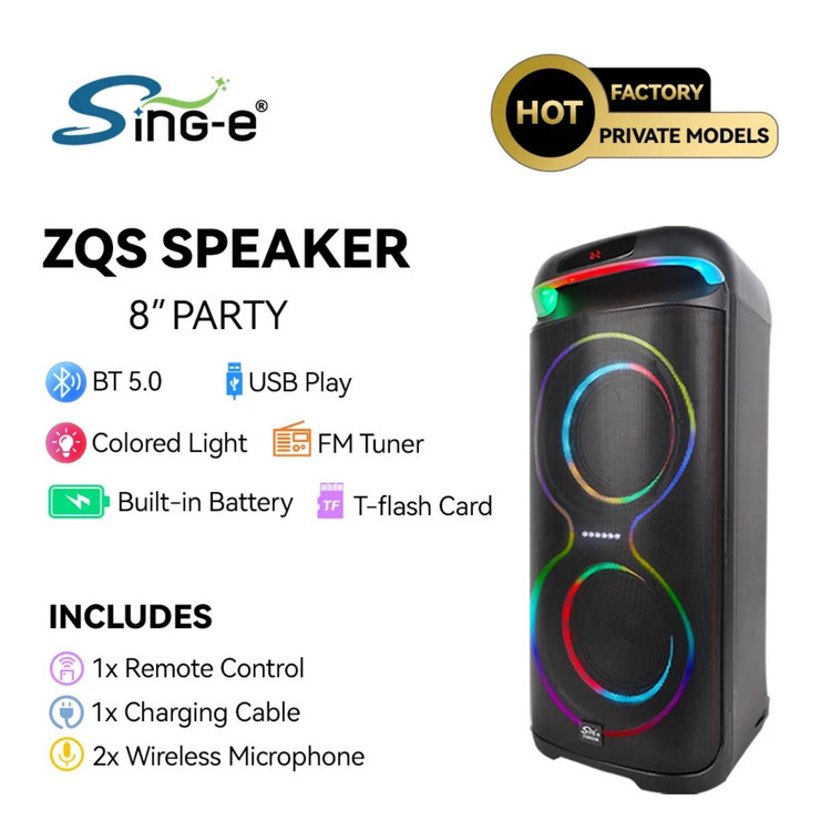 اسپیکر قابلحمل بلوتوثی مدل ZQS8258 با نور RGB و دو میکروفون بیسیم