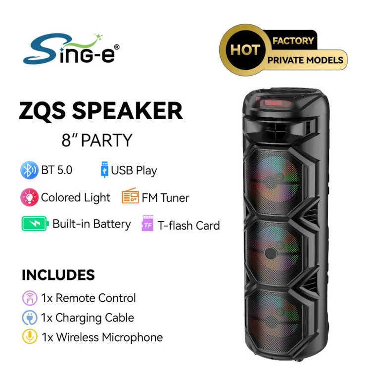 اسپیکر قابلحمل بلوتوثی مدل ZQS8301 با نور RGB و میکروفون بیسیم