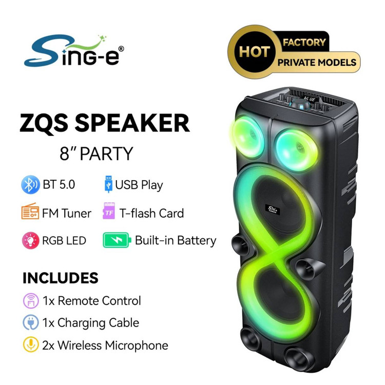 اسپیکر قابلحمل بلوتوثی مدل ZQS8238 با نور RGB و دو میکروفون بیسیم