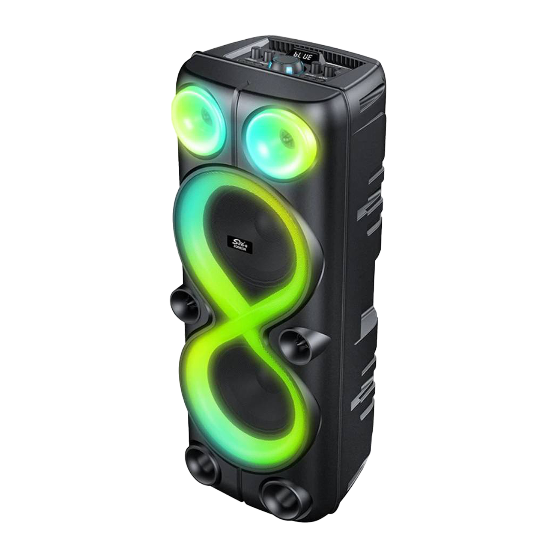 اسپیکر قابل‌حمل بلوتوثی مدل ZQS8238 با نور RGB و دو میکروفون بی‌سیم