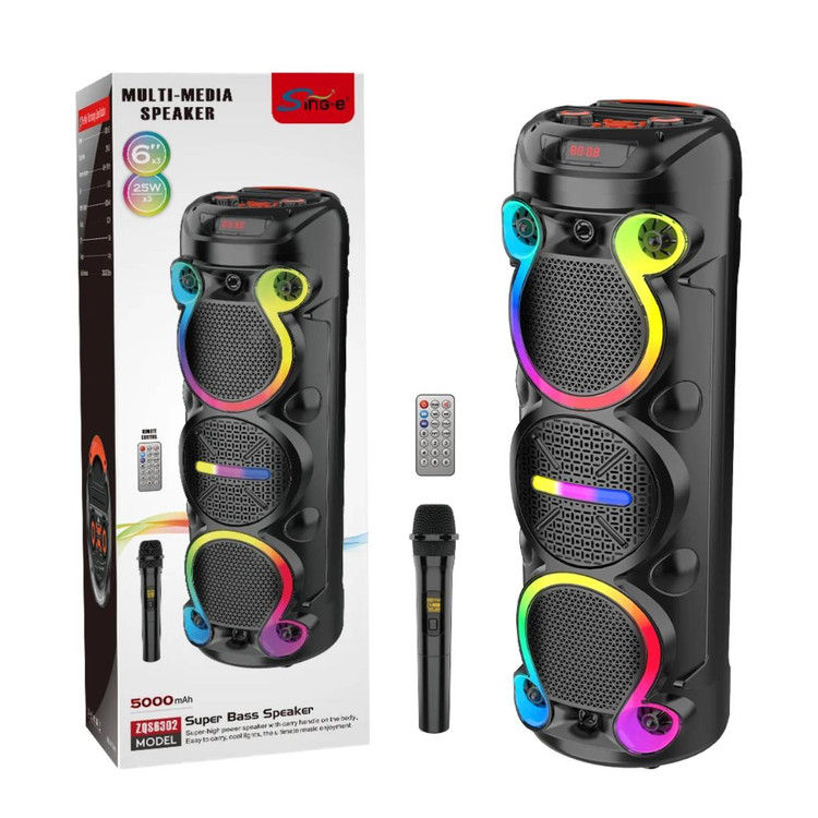 اسپیکر قابلحمل بلوتوثی مدل ZQS6302 با نور RGB و میکروفون بیسیم
