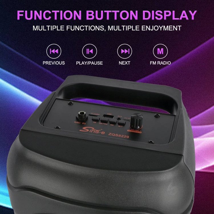 اسپیکر قابلحمل بلوتوثی مدل ZQS8229 با نور RGB و میکروفون بیسیم